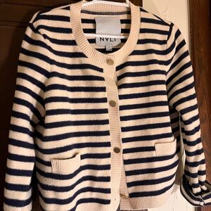 NVLT Navy and Cream Striped Cardigan